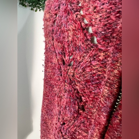 COLUMBIA Wool Cotton Blend Knit Outdoor Zip up Maroon Pink Sweater Size Small - Picture 8 of 15